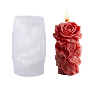 Rose Cylinder Shape Silicone Molds for Making Soap Gypsum Decoration Silicone Pillar Molds for Epoxy Resin
