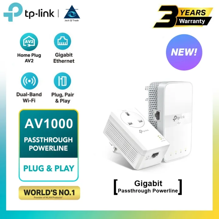 TP-Link TL-WPA7617 KIT AV1000 Gigabit Passthrough Powerline AC Wi-Fi Kit Range Extender