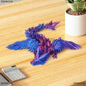 [COD] ZHONGYI0 3D Printed Feilong Living Room Ornaments Multi-jointed Movable Dragon With Wings Tabletop Home Decoration