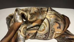 New Paisley Houndstooth Printed Square Scarf Coffee Color Thin Smooth Neck Scarf Vintage Style Sunscreen Headscarf For Women