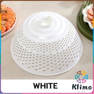 Klimo Plastic Round Food Cover Mesh Cover Multifunctional Colorful Drain Fruit Plate 1 Piece
