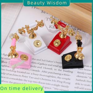 Beauty Wisdom 1:12 Dollhouse Miniature Phone Model Retro Rotary Telephone for Doll Decor