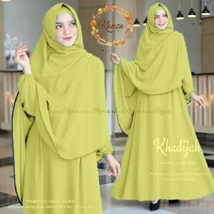 Khadijah Syari Gamis Set Hijab Terbaru Modern Model Polos Simpel Elegan Kekinian Busui Friendly Terbaru 2024