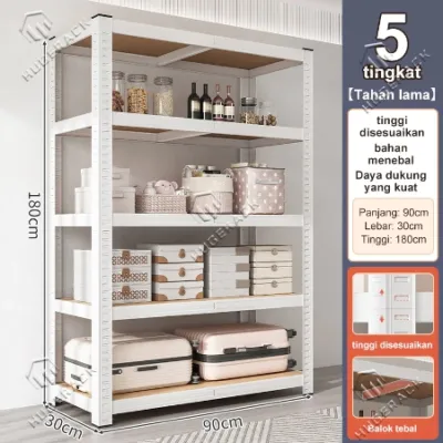 Kaman Rak Gudang Besi Siku 120x40x200cm 3 4 5 6 Susun Lubang Serbaguna dan Praktis