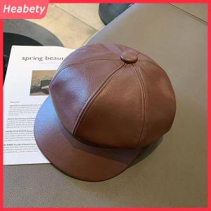 Heabety Phụ Nữ Thời Trang Beret Rắn Beret Cap PU Da Beret Pháp Nghệ Sĩ Ấm Beanie Hat Nữ Phụ Nữ Hat Cô Gái Mũ