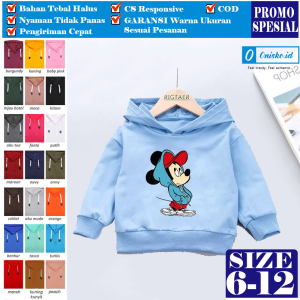 Jacket Hodie Hoodie Anak Kecil Laki Perempuan Cewek Cowok Kembar Cewe Cowo Couple Hat Mickey Mouse Fleece Premium Tebal Tidak Panas dipakai Size L XL XXL 2XL Umur 4 5 6 7 8 9 10 11 12 Tahun Bisa Buat Hadiah Ulang Tahun Ultah