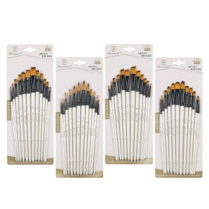 JURHOMIE 12Pcs Nylon Watercolor Brush Set Soft Hair Pointed Round Flat Head Flat Brushes Trendy Artists Painting Brushes Gift