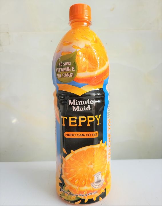 [Chai 1 Lít] NƯỚC CAM CÓ TÉP [VN] TEPPY Orange Juice Drink with Orange ...