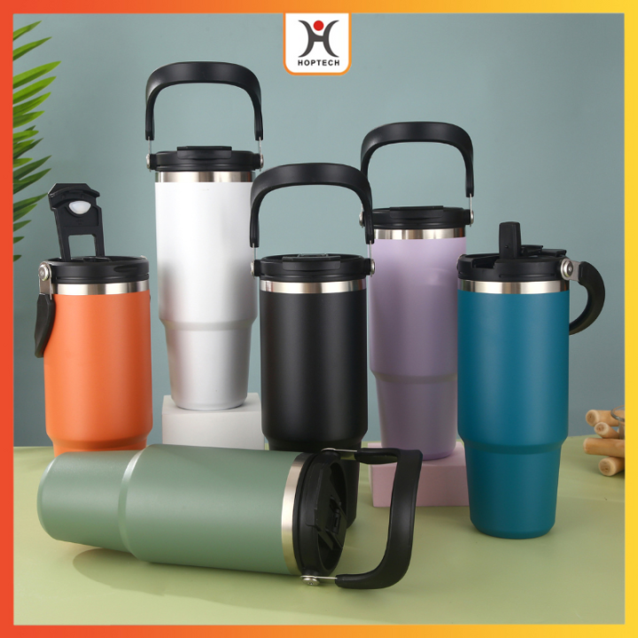 Tumbler Stainless Steel Handle 2in1 Coffee Cup Thermos Botol Minum Dua  Lapisan Insulasi Dingin dan Panas Travel Mug Vacuum Car Bottle High Quality 