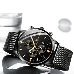 SRD Jam Tangan Pria Asli Tahan Air Dial Tipis Premium Original Analog Fngeen New Mode Terbaru Minimalis SImpel Mens Watches Kalender Aktif Luminious Berchaya Aksesoris Arloji Cowok Keren Maskulin Formal Kerja Kuliah Kekinian Modern Style - JF44