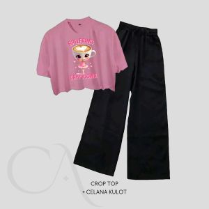 Setelan Crop Top Kulot Anak Perempuan Karakter Ballerina Cappucina | karakter Anomali 6 - 14 tahun