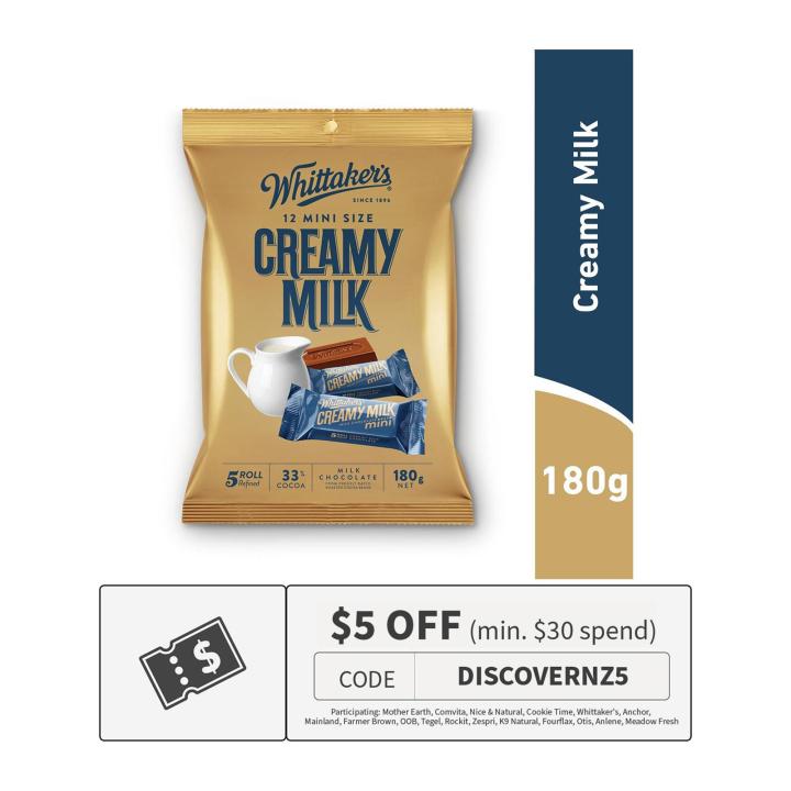 whittaker's】Creamy Milk Chocolate 180g x 12個ケース販売
