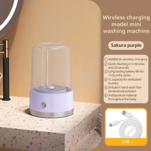 Portable Underwear Washing Cup Minimesin basuh automatik For Dormitory Wireless Charging Washing Machine