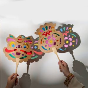 YOUTH HOME Eco-friendly Light and Shadow Fan Handmade DIY Material Kit Handheld Fan Funny Color Enlightenment Mid-Autumn Festival Fan Home Decoration