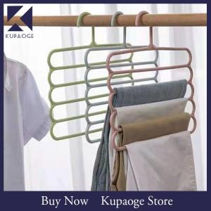 [Kupaoge] Clothes Hangers Trousers Hangers Holders Closet Storage Organizers 5 Layers Pants Towel Scarfs Racks Storage Organization
