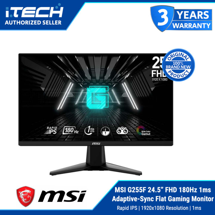 MSI G255F 24.5 FHD 180Hz Rapid IPS 1ms (GtG) Adaptive-Sync Flat Gaming ...