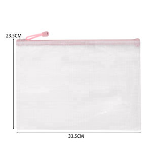กระเป๋ามีซิปกันน้ำ A4 5สีสำหรับใส่เอกสารหนังสือเครื่องสำอางลายตารางใส Tas Berkas เครื่องเขียนเครื่องใช้สำนักงาน