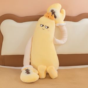 LUSIT Crowned Mango Plush Pillow Long Arm Soft and Squishy Stuffed Plush Doll Cute Hugging Mango Plush Toy Body Pillow