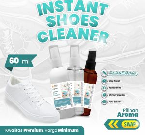 Pembersih Cuci Sepatu Pemutih Instan Cleaner Tanpa Bilas Aroma Segar Wangi Kemasan 60ml Spray