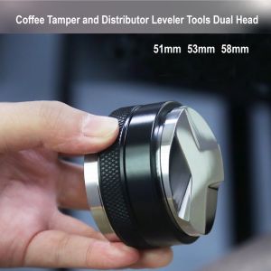 SG Ready 304 Coffee Distributor & Tamper 2 in 1 Dual Head Coffee Leveler Fits for Espresso Filter Basket Portafilter Adjustable Depth 51mm 53mm 58mm