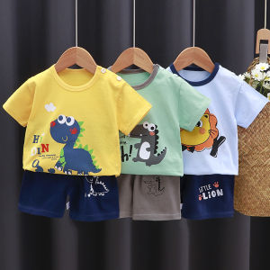 Summer Fashion Baby Boys Girls Short Sleeve Cartoon T Shirt Shorts Set Pure Cotton Toddler Clothes for 1-5T