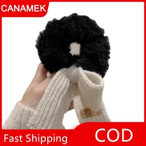 【CANAMEK】 Mới Scrunchie Phụ Nữ Ấm Áp Tóc Scrunchies Mùa Đông Đan Tóc Quan Hệ Bow Tóc Ban Nhạc Sang Trọng Đàn Hồi Ban Nhạc Phụ Kiện Tóc