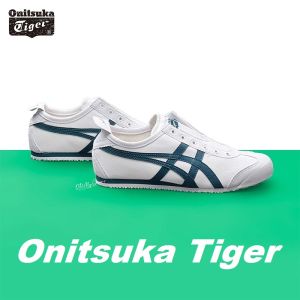 Original Tiger Shoes Classic White/royal Blue Mens and Womens Canvas Non-slip Lazy Shoes Comfortable Breathable Casual Sneakers 1183A360-112