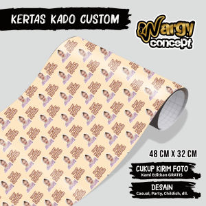 Kertas kado bungkus kado custom wajah free desain ukuran a3+