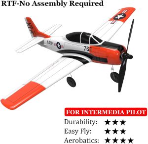 VOLANTEXRC RC Plane 2.4Ghz 4CH EPP Foam Aileron T28 Trojan 400mm Wingspan Fixed Wing Remote Control Airplane Onekey Aerobatic For Beginners Play Air Vehicles 761-9 PNP RTF