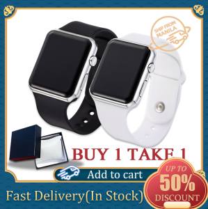 LUBIK Buy 1 Take 1 Pair GENEVA Couple Watches Luxury LED Digital Square Silicone Wrist Watch Long Standby Fashion Sport Watches for Men and Women-Black and White