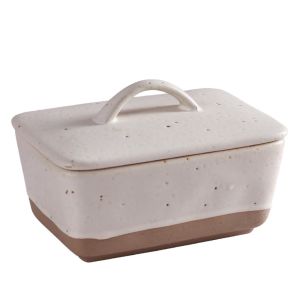MMLUCK Rectangular Vintage Ceramic Butter Box with Lid Anti-odor Butter Plate Kitchen Accessories Nordic Style Butter Dish Fridge