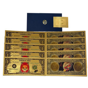 Koleksi Gold Foil Shiba Inu SHIB Coin Crypto Koin Kripto Fisik