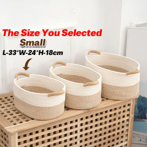 🇸🇬[Ready Stock] Large-Capacity Woven Storage Basket Woven Cotton Rope Basket Organizer for Toys Bedroom Nursery Bathroom Laundry Nordic Style Storage Organiser Basket Hamper