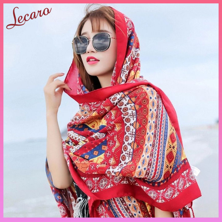 Khăn Boho Vintage Cao Cấp, Khăn Choàng Đi Biển Phong Cách, Chất Liệu Đũi Dày Dặn và Mềm, Dùng như Áo Chống Nắng, Khăn Bandana, Khăn Quàng Cổ, Khăn Choàng Cổ, Kết Hợp Cùng Bikini Đi Biển, LECARO STORE