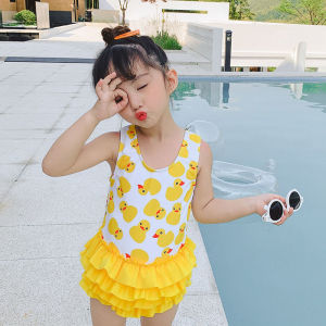 HF Kid Swimsuit Summer Korean Style Fashion Beach Pool Sun Protection One Piece Swimsuit Free Swimming Cap Swimming Suit For Girls baju renang kanak kanak 22052101