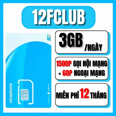 ( SALE 50% ) Sim Vinaphone 5G Trọn Gói 12 Tháng - 12Td49 - 12FCLUB - COMBO DATA 3GB/NGÀY + NGHE GỌI THẢ GA - TRỌN GÓI 1 NĂM . FREESHIP - CHƯA KÍCH HOẠT