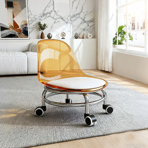 Upgrade Low Rolling Stool Acrylic Metal Roller Seat 360 Degree Rotating Wheels Rolling Stool Chair Stools with Wheels for Home Garden Massage Office Garage Shop