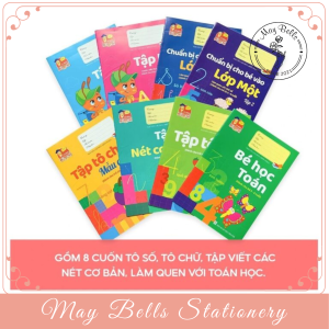 Combo 8 Cuốn Tập Tô Màu Tô Chữ Làm Toán Chuẩn Bị Cho Bé Vào Lớp 1
