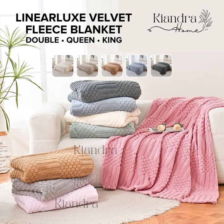 Kiandra Home Linear Luxe Velvet Fleece Blanket Soft Blanket