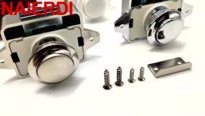 WH NAIERDI 26mm Black Camper Car Push Lock RV Caravan Boat Motor Home Kitchen Cabinet Drawer Latch Button Locks Furniture Hardware