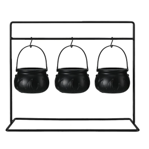 Plastic Halloween Witches Pot Set With Rustproof Metal Stands For Scary Party Centerpieces And Kitchen Decors