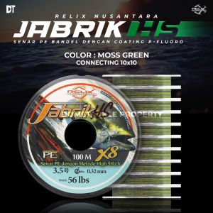Senar PE JABRIK HS X8 100 Meter Connecting Relix Nusantara Benang PE Multicolour Moss Green Cocok Buat Casting Jigging
