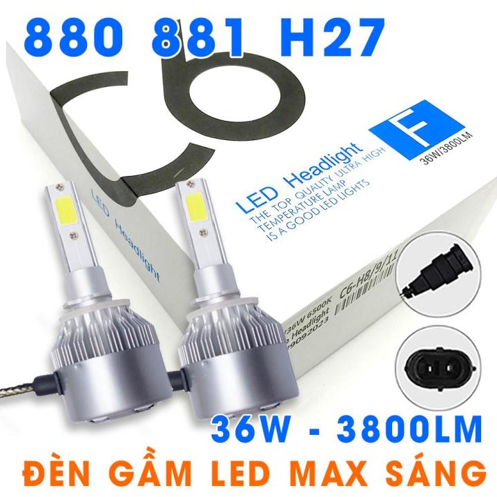 01 bóng đèn LED pha gầm ô tô chân 880 881 H27 C6 siêu sáng 12v 36W