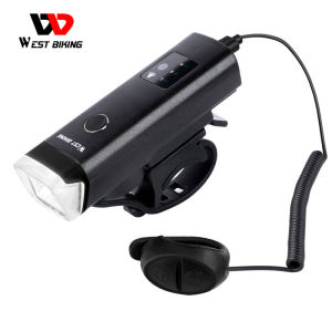 WEST BIKING Cycling 2 In 1 Bicycle Light With Horn Sensor Auto Bike Front Light LED Flashlight USB Rechargeable Bike Accessories MTB Road Bike Cycling Headlight 120DB Electric Horn