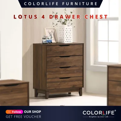Color Life Lotus 4 Drawers Chest / Chest Cabinet /Drawer Cabinet / Strong Construction Laminate Particle Board / Solid Wood Leg / Property Condo Project Use / Hot Sales !