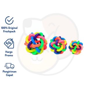 Mainan Kucing Bola Karet Gigitan Bola Bunyi Lonceng Anjing Kucing