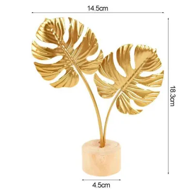 Metal Ornaments Creative Home Living Room Golden Monstera Leaf High-end Desktop Decoration