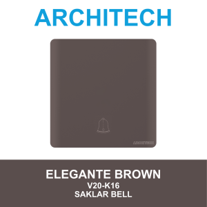 Architech Elegante Brown V20-K16 Brown Sakelar - Saklar Bel