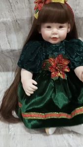 Búp Bê Thân Gòn 50 cm 20 inch Môi Cong Mắt Tít Tóc Dài Váy Giáng Sinh Cao Cấp NPK Reborn Vinyl Doll PVN10220