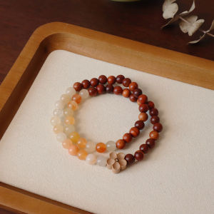 Black Rosewood Bracelets Gold Thread Jade Wood Peach Wood and Agate Jewelry